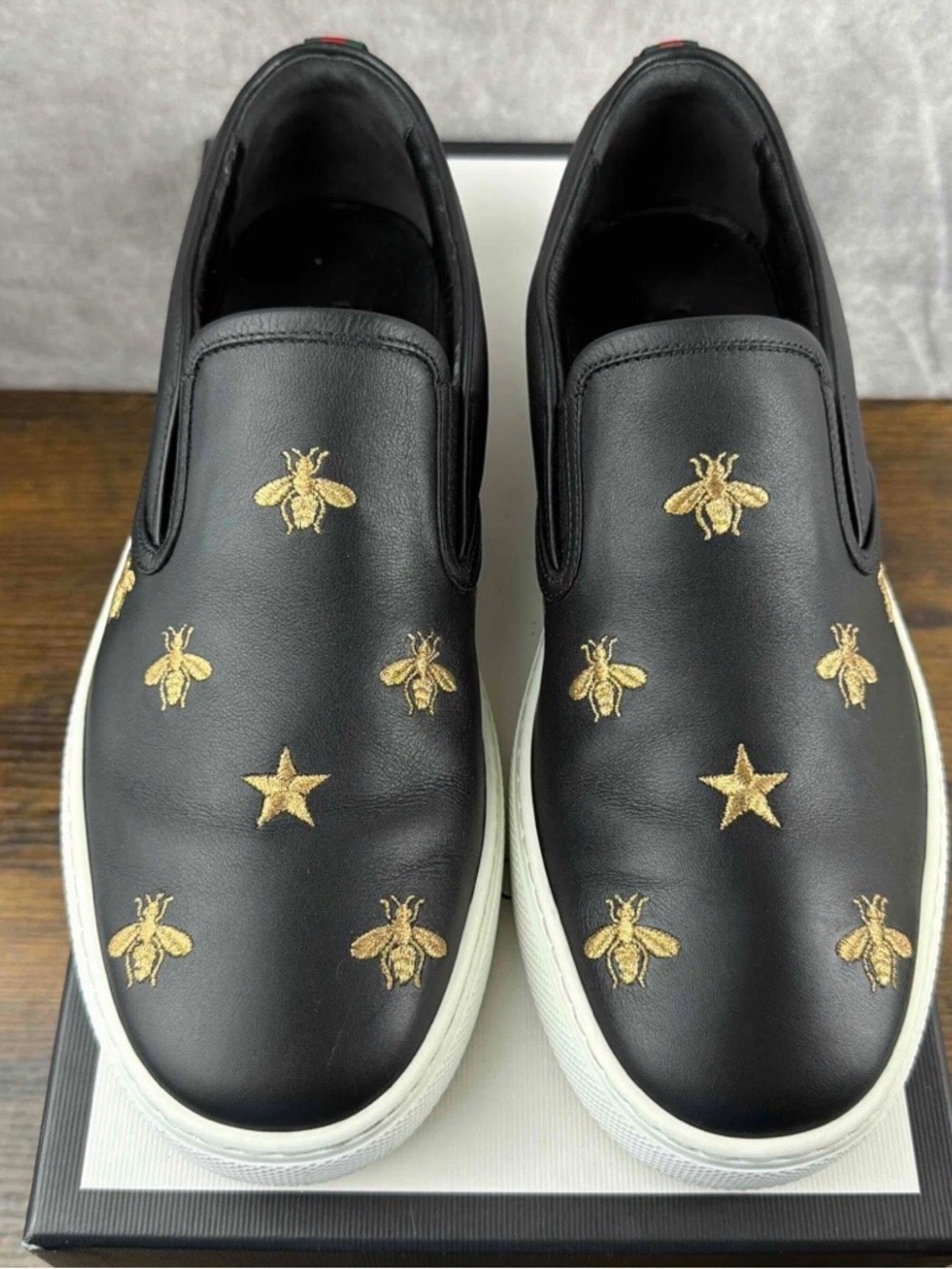 Gucci Slip-On Low Bees Black Size 9.5 UK / 10 US Men’s Designer Shoes Italy Rare - Picture 5 of 10